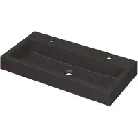 Ink Momento Meubelwastafel 90x45cm Quartz - 2 Kraangaten - Zwart - 8718835023744 - Rechthoekig - Wastafels, Meubelwastafels