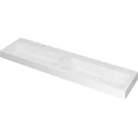 Ink Momento Meubelwastafel 180x45cm Polystone - Dubbel - 2 Kraangaten - Mat Wit - 8718835035129 - Rechthoekig - Wastafels, Meubelwastafels