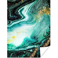 PosterMonkey Poster Marmerlook - Blauw - Goud - Glitter - Luxe - Marmer - 120x160 cm XXL