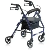 MORETTI Opvouwbare rollator - Aluminium met stoffen zitje - Blauw/Zwart