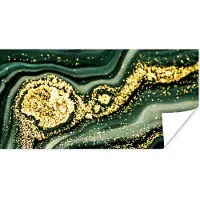 PosterMonkey Poster Marmer - Goud - Glitter - Groen - Marmerlook - Luxe - 120x60 cm