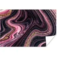 PosterMonkey Poster Marmerlook - Roze - Paars - Goud - Luxe - Marmer - 120x80 cm
