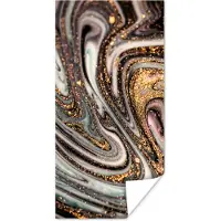 PosterMonkey Poster Marmerlook - Goud - Glitter - Luxe - Marmer - Wit - 20x40 cm