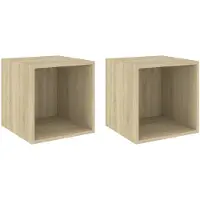 vidaXL Wandkasten 2 st 37x37x37 cm bewerkt hout sonoma eikenkleurig
