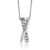 Zinzi zilveren hanger met cross-over design, bezet met witte zirconia's en gourmet schakels 20mm ZIH2326 (zonder collier)