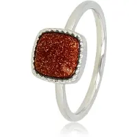My Bendel - Zegelring met Gold Sandstone Edelsteen - Chique en Positief - met Luxe Cadeauverpakking | Sieraden Voor Dames | Maat 19.00 Mm / Maat 60