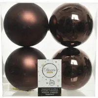 Décoris Kerstballen set | | Ø 10 cm | 4 stuks (Bruin)