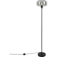 QAZQA Art deco vloerlamp zwart met smoke glas - Bizle