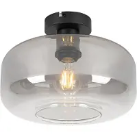 QAZQA Art Deco plafondlamp zwart met smoke glas - Bizle