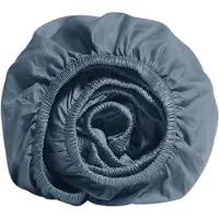 Yumeko Hoeslaken Katoensatijn 90x200 Blauw - Eco, Bio & Fairtrade