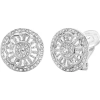 Traveller Clip Oorbellen - Oorclips Dames - Zilverkleurig - Kristal - Preciosa Crystals - Bloem ø 18 mm - Geplatineerd - - 157471