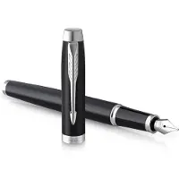 Parker IM vulpen | Matzwart met chroom detail | Fijne punt met blauw inktpatroon | Geschenkdoos