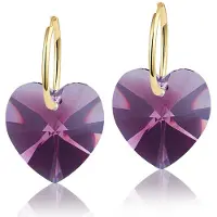 Montebello Oorbellen Delfin HG103 - Swarovski Hart - 925 Zilver Verguld - Ø18mm - 28mm