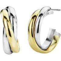 Traveller Oorringen - Dames - Bicolor - Goudkleurig - Zilverkleurig - Edelstaal - Bicolor - Ringen 19 mm - Draai Effect - 182046