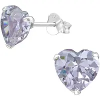 Montebello Oorbellen Elsie Violet - 925 Zilver E-Coating - Hart - Ø8mm