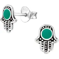 Montebello Oorbellen Carla Green - 925 Zilver Geoxideerd - Fatima - 6x8mm