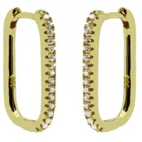 Karma - Oorringen - oorbellen - square hoops strass - earrings - 925 sterling zilver - 14k gouden plating - 20 MM