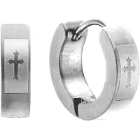 Frank 1967 7FE-0008 Stalen Oorringen - Heren - 14 x 4 mm - Staal - Zilverkleurig