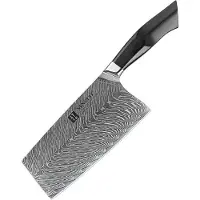 Xinzuo Damascus 7" Cleaver Koksmes (67 lagen) | B32 | Luxe & Professioneel | Vlijmscherp Damascus staal | Cleaver-mes met lemmet van 18.5 cm | G10 handvat met klinknagel mozaïek