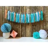 Haza Pastel kleuren tassel slinger groen (groen, 5 meter met 30 tassels)