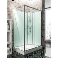 Schulte Ibiza - douchecabine compleet - type rechts - 80x120x204 – vierkante - alu - transparant veiligheidsglas - mengkraan - doucheset