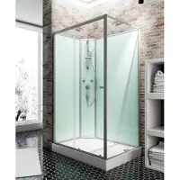 Schulte Ibiza - douchecabine compleet - type links - 90x160x204 - rechthoek – alu - transparant veiligheidsglas - mengkraan - doucheset