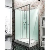 Schulte Ibiza - rechthoekig douchecabine compleet - type links - 80x120x204 – alu - transparant veiligheidsglas - mengkraan - doucheset