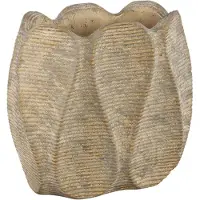 Ptmd Waxy Brown Cement Pot Wavy Rib Pattern Oval High L (Bruin, 30x28x15cm)