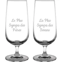 Fusion Bierglas op voet gegraveerd - 41cl - Le Plus Sympa des Frères & La Plus Sympa des Soeurs