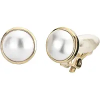 Traveller parel oorclip - met witte 16mm Swarovski Crystal parel - 22ct verguld - #113364