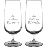 Fusion Bierglas op voet gegraveerd - 41cl - Le Meilleur Beau-père & La Meilleure Belle-mère