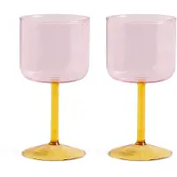 HAY Tint wijnglas 25 cl 2-pack Roze-geel
