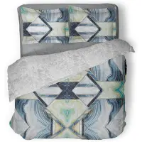 Linnick Dekbedovertrek katoen Marble Patch - blue 240x200/220cm