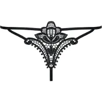 Obsessive Luiza - string - gebloemd kant - zwart - L/XL