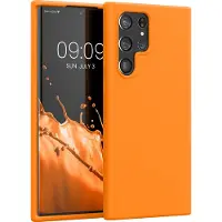 Kwmobile telefoonhoesje geschikt voor Samsung Galaxy S22 Ultra - Hoesje met siliconen coating - Smartphone case in fruitig oranje