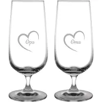 Fusion Gegraveerde bierglas op voet 41cl Opa met hartje & Oma met hartje