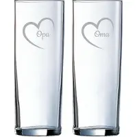 Arcoroc Gegraveerde longdrinkglas 31cl Opa met hartje & Oma met hartje
