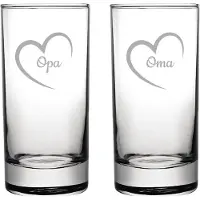 Fusion Gegraveerde longdrinkglas 28,5cl Opa met hartje & Oma met hartje