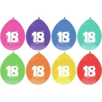 Haza Leeftijd verjaardag thema ballonnen - 18 jaar - 64x stuks - 29 cm - multi kleuren