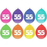 Haza Leeftijd verjaardag thema ballonnen - 55 jaar - 24x stuks - 29 cm - multi kleuren