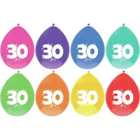 Haza Party Ballonnen 30 jaar - leeftijd verjaardag - 64x stuks - 29 cm - versiering/feestartikelen