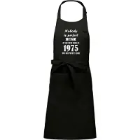 Kariban Cadeauschort - Tekstschort - Keukenschort - BBQ schort - verjaardag - vaderdag - moederdag - Nobody is perfect 1975 - zwart