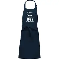 Kariban Cadeauschort - Tekstschort - Keukenschort - BBQ schort - verjaardag - vaderdag - moederdag - Nobody is perfect 1975 - navy blauw