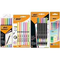 BIC Pastel Schrijfwaren - met Viltstiften, Vulpotloden, Markeerstiften en Fineliners - Set voor naar School - 23 Stuks