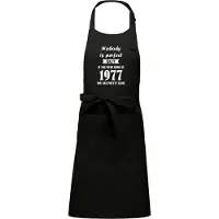 Kariban Cadeauschort - Tekstschort - Keukenschort - BBQ schort - verjaardag - vaderdag - moederdag - Nobody is perfect 1977 - zwart