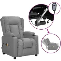vidaXL Massagestoel elektrisch kunstleer grijs