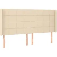 vidaXL Hoofdbord met randen 163x16x118/128 cm stof crèmekleurig