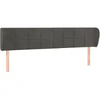 vidaXL Hoofdbord met randen 183x23x78/88 cm fluweel donkergrijs