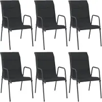 vidaXL Tuinstoelen, 6 stuks, staal en textiel, zwart