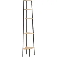 vidaXL Hoekkastje met 5 schappen 45,5x31,5x180 cm lichtbruin en zwart